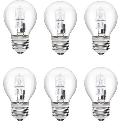 Ampoule halogène E27 28W G45 – Blanc chaud 2700K dimmable – Coque en verre renforcé – Lot de 6 pour lustres et lampes de table (1/5)
