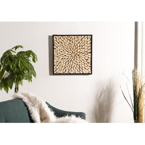 SAM - Décoration murale carrée 60x60cm branches bois Teck nature (1/4)