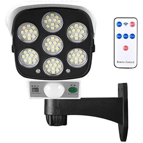 SABIR Lampe solaire Lampe solaire d'extérieur avec détecteur de mouvement sans fil et caméra de sécurité factice IP66 étanche 77 LED lampe murale spot pour cour, jardin, terrasse, garage, allée-RAPAND (1/5)
