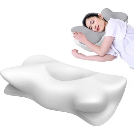 Oreiller de soutien cervical 603513cm, oreiller cervical en mousse à mémoire de forme en forme de papillon,ergonomique,oreiller orthopédique, blanc (1/5)