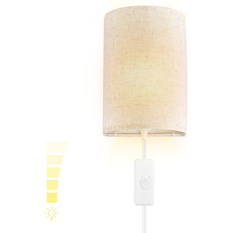 Aplique de pared regulable con enchufe, interruptor integrado, 3 ajustes de temperatura, para tela y hierro, 17,5 cm, para salón. (1/5)