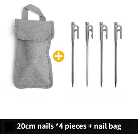 Piquets en acier inoxydable pour bâche de tente de camping en plein air, piquets coupe-vent fixes pour la plage et la neige, 4 piquets de 20 cm chacun. (1/5)