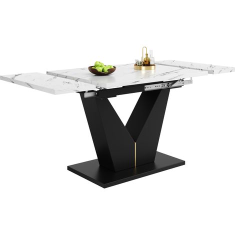 CHICFURN Tavolo da pranzo allungabile 99-159x75 cm MDF bianco e nero salvaspazio (1/5)