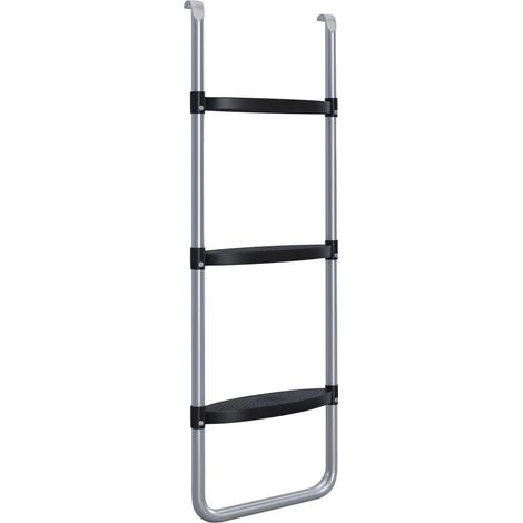 Scaletta per Trampolino Elastico Regolabile a 3 o 2 Scalini in Acciaio, 97x32cm, Argento, idéal pour l'entraînement à domicile et le maintien de votre forme physique au quotidien (1/5)