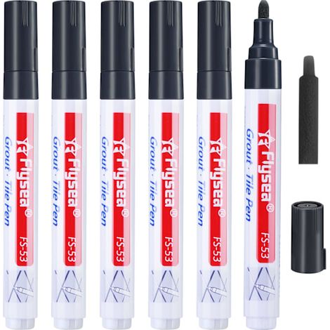 6pcs stylo à coulis pour joints de carrelage, stylo de rénovation de joints muraux, marqueur de réparation, stylo de remplissage de joints pour restaurer les murs carrelés, les sols, la salle de bain  (1/5)