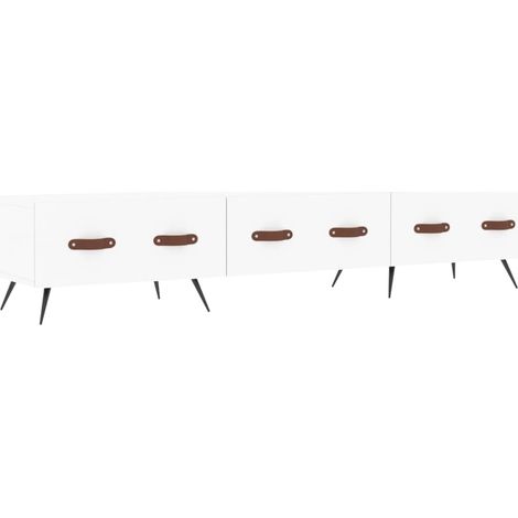 Meuble TV multimédia étagère télévision buffet téléviseur salle à manger salon chambre 150 x 36 x 30 cm bois d'ingénierie blanc