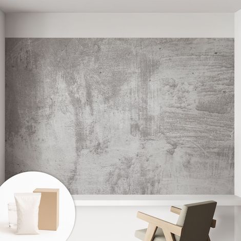 Papier peint intissé mural classique avec imprimé motifs décoratifs design élégant non‑tissé Béton brut 152x104 cm (1/5)