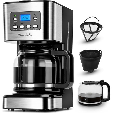 Cafetiere Filtre Programmable 24h, 1.5L, 10 à 12 Tasses,Noir (1/5)