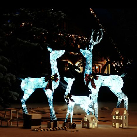 Furniture Limited - Figuras familia de renos de Navidad blanco y (1/5)