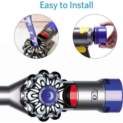 Ersatzfilter V8 für Dyson V8 und V7 Staubsauger, Ersatzfilter für Dyson V8 und V7 Animal, Absolute Plus, Pro, Fluffy und Motorhead mit Reinigungsbürste – 2er-Pack (1/5)
