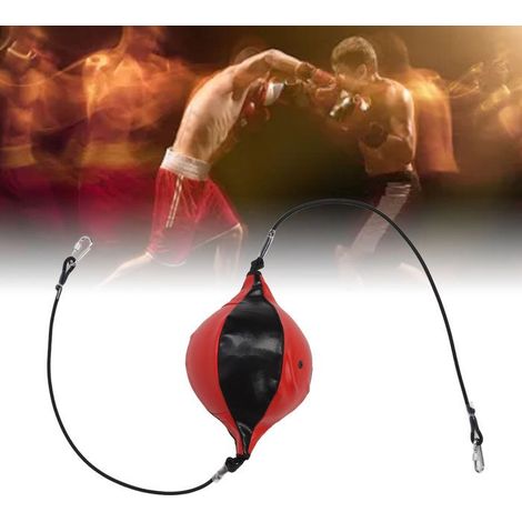 Ballon de boxe à double extrémité - Fafeicy - Vessie caoutchouc - Noir et Rouge - Améliore réflexes et vitesse (1/5)
