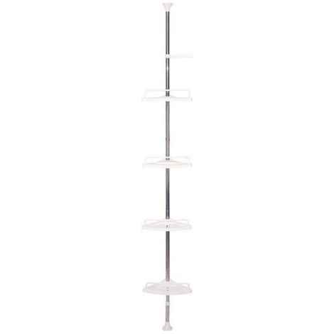 Etagère de douche télescopique 100-320 cm Etagère de douche réglable en hauteur sans perçage Etagère télescopique Etagère d'angle avec 4 paniers (1/4)