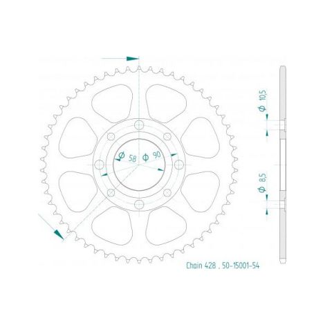 Couronne Esjot 54 dents - 428 Similaire JTR269
