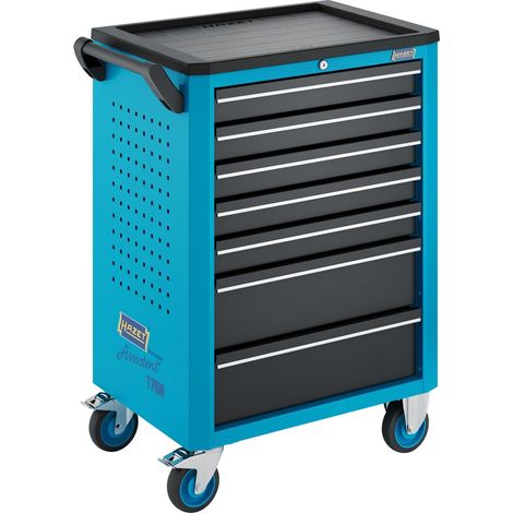 Hazet Werkstattwagen Assistent, einzeln, L x B x H: 780 mm x 500 mm x 1018 mm, Schubladen, flach: 5× 81 x 522 x 348 mm, Schubladen, hoch: 2× 166 x 522 (1/5)