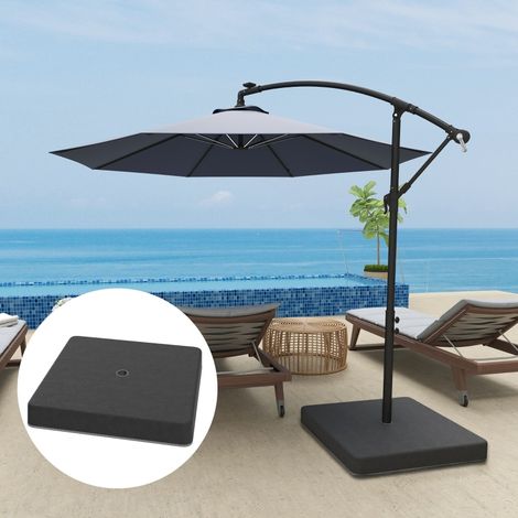 Poids carré pour base de parasol 89 L x 89 l x 10,5 H cm Noir – Enveloppe polyester 400g/m² étanche anti-UV (1/5)