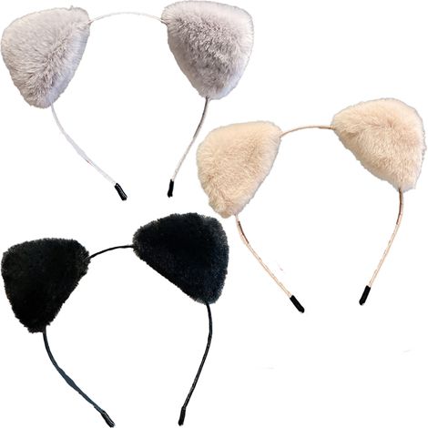 Headband Oreilles Panda - Velours Doux et Structure Métallique - Pour Filles et Femmes - Noir Blanc Rose - 3 Pièces (1/5)