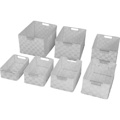 Tiroir en polyester avec poignées en métal1-7blanc cm38x28h21 (1/2)