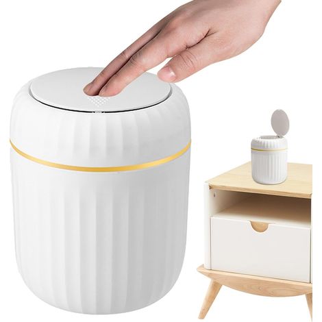 CCYKXAMini Desktop Trash Can, Small Bin with Snap-On Lid, Segmented Disassembly Makes Removing Trash Bags Easy, Suitable for Kitchen (1/5)