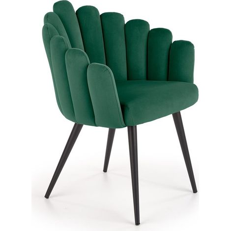 Silla Houston 976, Verde oscuro + Negro, 85x65x62cm, Tapiz, Metal (1/5)