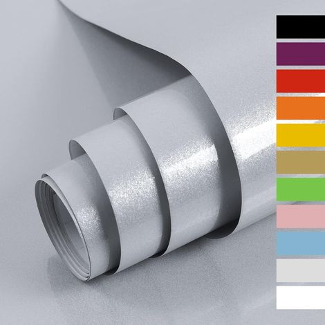 Papier Adhesif pour Meuble Brillant Pailleté Papier Peint Adhesif 40x500cm Vinyle Adhesif Revêtement Gris Papier Peint Autocollant Mural Murs Tables Salles de bain Armoires Comptoirs (1/5)