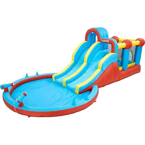 Parc Aquatique Gonflable, Matériau Oxford Durable, Souffleur 550W, 15 pi x 15 pi x 8 pi, Âge Recommandé 3-12 ans, Capacité de Poids Maximale 300 lbs (1/5)