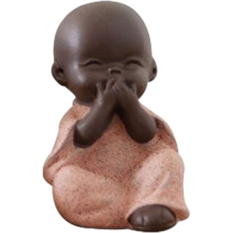 Céramique Petite Statue De Bouddha Moine Figurine Thé Pet Ornements Décoratifs Rouge (1/5)