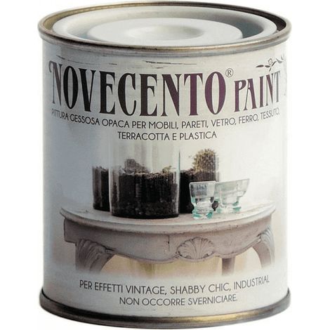 Pittura Gessosa Opaca Shabby Chic per Mobili Pareti Vetro Gesso Novecento Paint - Colore: Azzurro Polvere - Formato: 125 Ml (1/3)