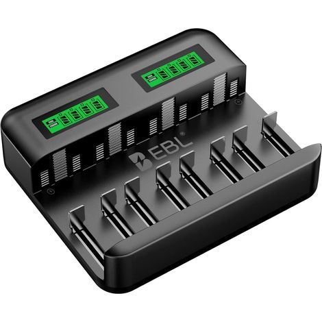 Universel Chargeur de Piles, pour AA AAA C D NI-MH Ni-CD  Charge Rapide, Écran LCD Intelligent, Universel pour AA AAA C D Piles NiMH NICD (1/5)