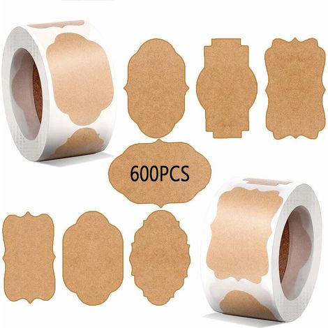 Étiquette autocollante, étiquette d'étanchéité en papier kraft rétro faite à la main (1/5)