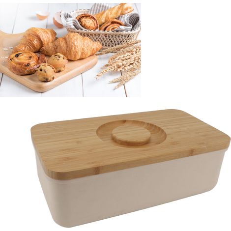 Planche à découper carrée épaisse - Boîte de rangement pour pain, boîte à toasts en plastique, blanc cassé (1/5)