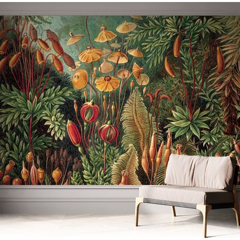 Papier peint adhésif autocollant pour salon chambre à coucher peint imprimé Installation facile Jardin exotique 312x219 cm (1/5)