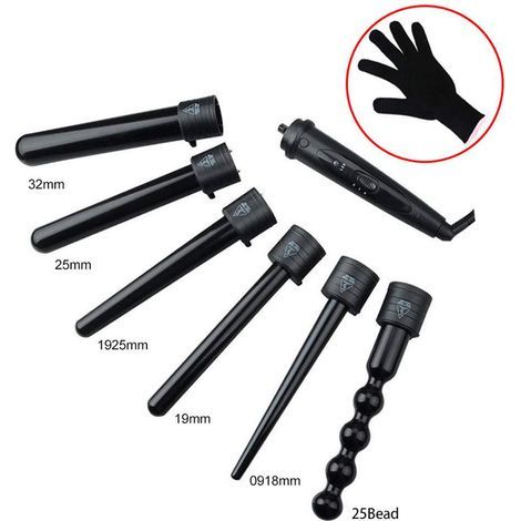 Coffret de bâtons pour cheveux bouclés avec 6 seaux interchangeables et gants (1/4)