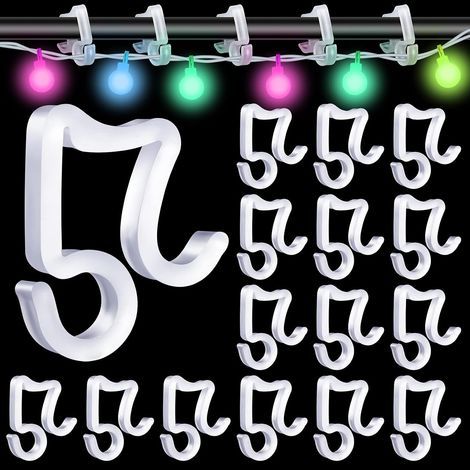 LAOA 50 Stück Weihnachts-Dachrinnenhaken, Kunststoff-Lichterhaken für den Außenbereich, Aufhängehaken für Weihnachtsdekoration (1/5)
