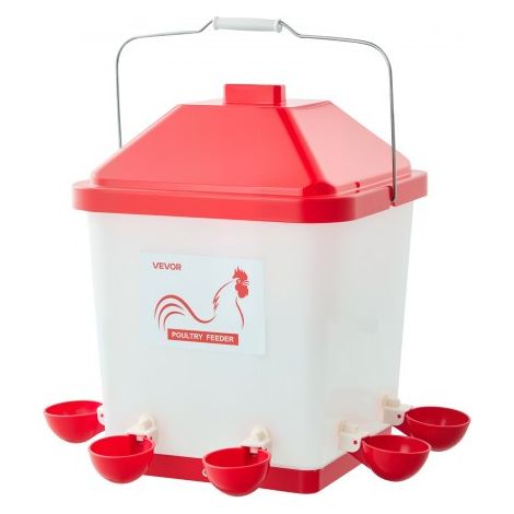 Bebedero por Gravedad para Pollos 19 L, 6 Puertos de Agua, Vaso de Llenado Automático, con Asa y Anillo de Goma Sellado, Material PP Impermeable, Diseño Antidesperdicio, 420 x 370 x 420 mm (1/5)