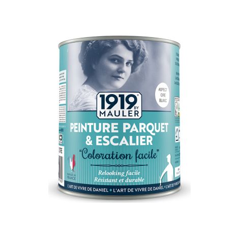 Peinture pour sol intérieur 1L satinée blanche – A+ émissions air intérieur – Application facile sur bois, métal, PVC – Très couvrant – 1919 By Mauler
