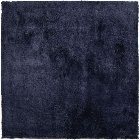 Alfombra azul oscuro 200 x 200 cm poliéster hecho a mano pelo largo Evren (1/5)
