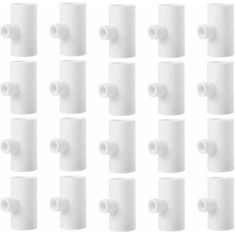 20 Stück Hühnertränke-T-Stücke, Geflügel-T-Stücke, 1,27 cm Kunststoffrohr, PVC-T-Stücke mit Gewinde (1/5)
