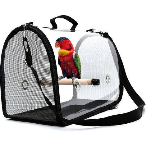 MINKUROW Borsa Per Il Trasporto Di Pappagalli Per Uccelli Gabbia Per Uccelli Da Viaggio Portatile, Gabbia Da Viaggio Per Uccelli Leggera Borsa Per Pappagalli Traspirante Trasparente In Pvc Con Bastone (1/5)