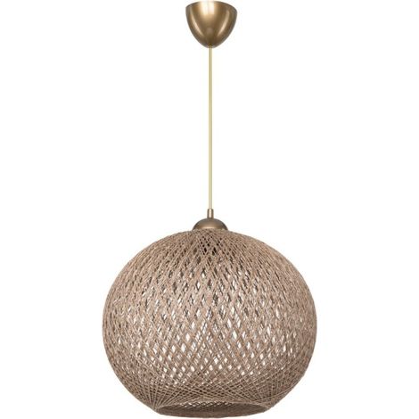 Lámpara de techo con pantalla de cuerda tejida beige - Yumak MDL4746 (1/2)