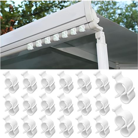 Clip D'auvent 20 Pièces pour Cordon Lumineux, Multifonctionnels Crochets pour Auvent de VR, Accessoires Automobiles pour Caravane, Camping-Car, Fête, Décoration Intérieure Et Extérieure(Blanc) (1/5)