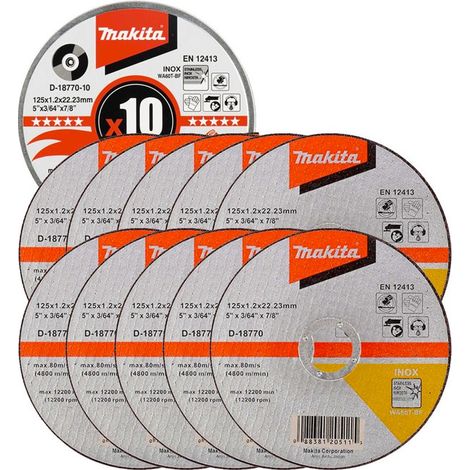 10x Makita D-18770 Fast Cutting Extra Thin Metal Grinder Disc 125mm + Metal Tin (1/3)