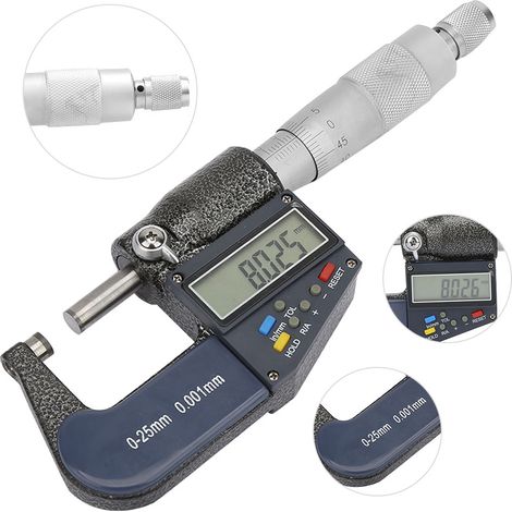 Micromètre électronique numérique 7 touches 0-25 mm avec échelle micrométrique (1/5)