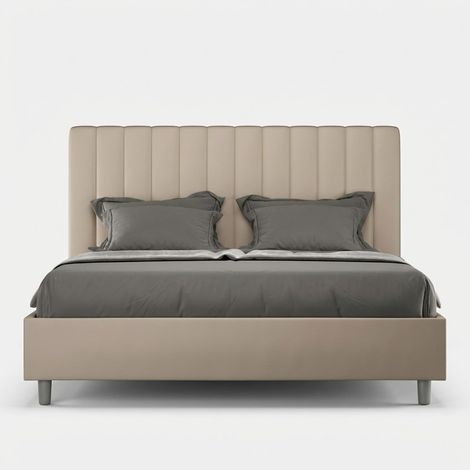 Doppelbett gepolstert Kunstleder ohne Lattenrost 160x190 Agueda - Taubengrau