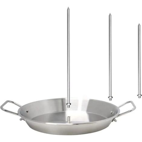 Vertical stainless steel barbecue stand with removable skewers and grease tray, ideal for tacos, shawarma, gyros, whole chickens and kebabs, for indoor and outdoor use (1/5)