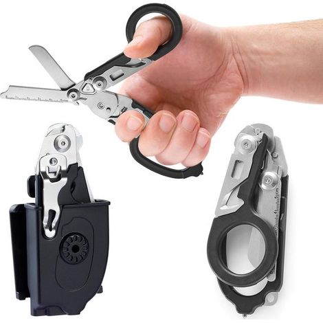 Tijeras multifuncionales 6 en 1 para traumatismos,Tijeras de primeros auxilios de acero inoxidable,Tijeras con herramientas de corte (1/4)