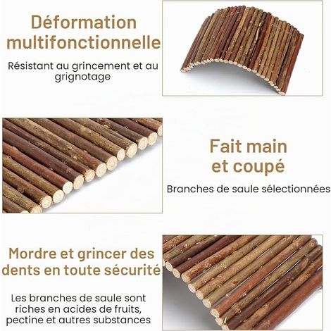 Rabbit and Hamster Accessories, Natural Wood Rabbit Toy  Chew Toys, Flexible Bridge Tunnel for Rodents, Hamster Cage and Rabbit Enclosure (1/4)