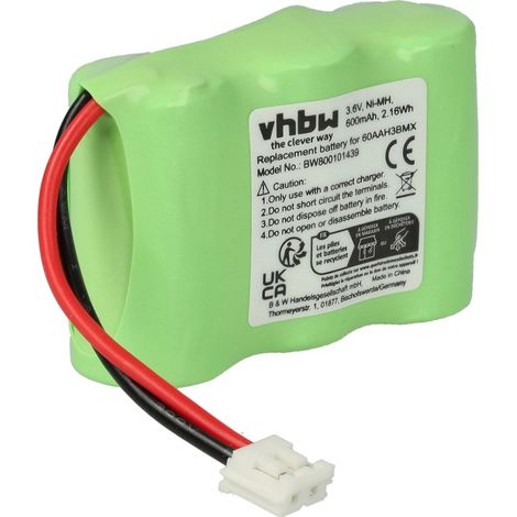 vhbw Akku kompatibel mit Audioline FF888, FF988 schnurlos Festnetz Telefon (600 mAh, 3,6 V, NiMH) - Ersatz für 60AAH3BMX, HSC22, V30145-K1310-X147, C39453-Z5-C193
