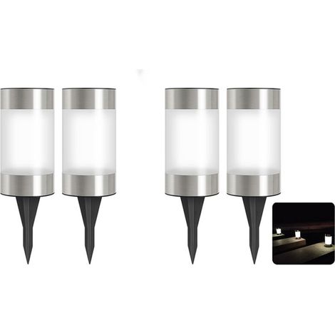 Petite lampe solaire cylindrique à douille au sol, 4 LED, lampe de jardin ultra-lumineuse pour pelouse et jardin.-AquaForge (1/4)