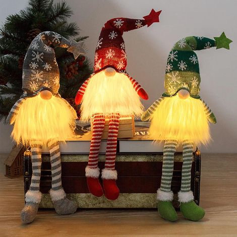 3-teiliges Weihnachtselfen-Set, leuchtender Plüsch-Weihnachtswichtel, batteriebetriebene Weihnachtsbaumdekoration, Weihnachtsmann-Elfen-Heimdekoration, Weihnachtsgeschenk (1/5)