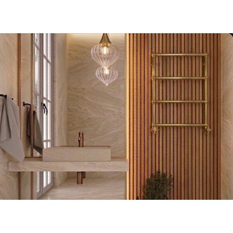 Sèche-serviettes électrique - Avec thermostat connecté - WEMA - 100 x 53 cm - Laiton Brossé - 300W